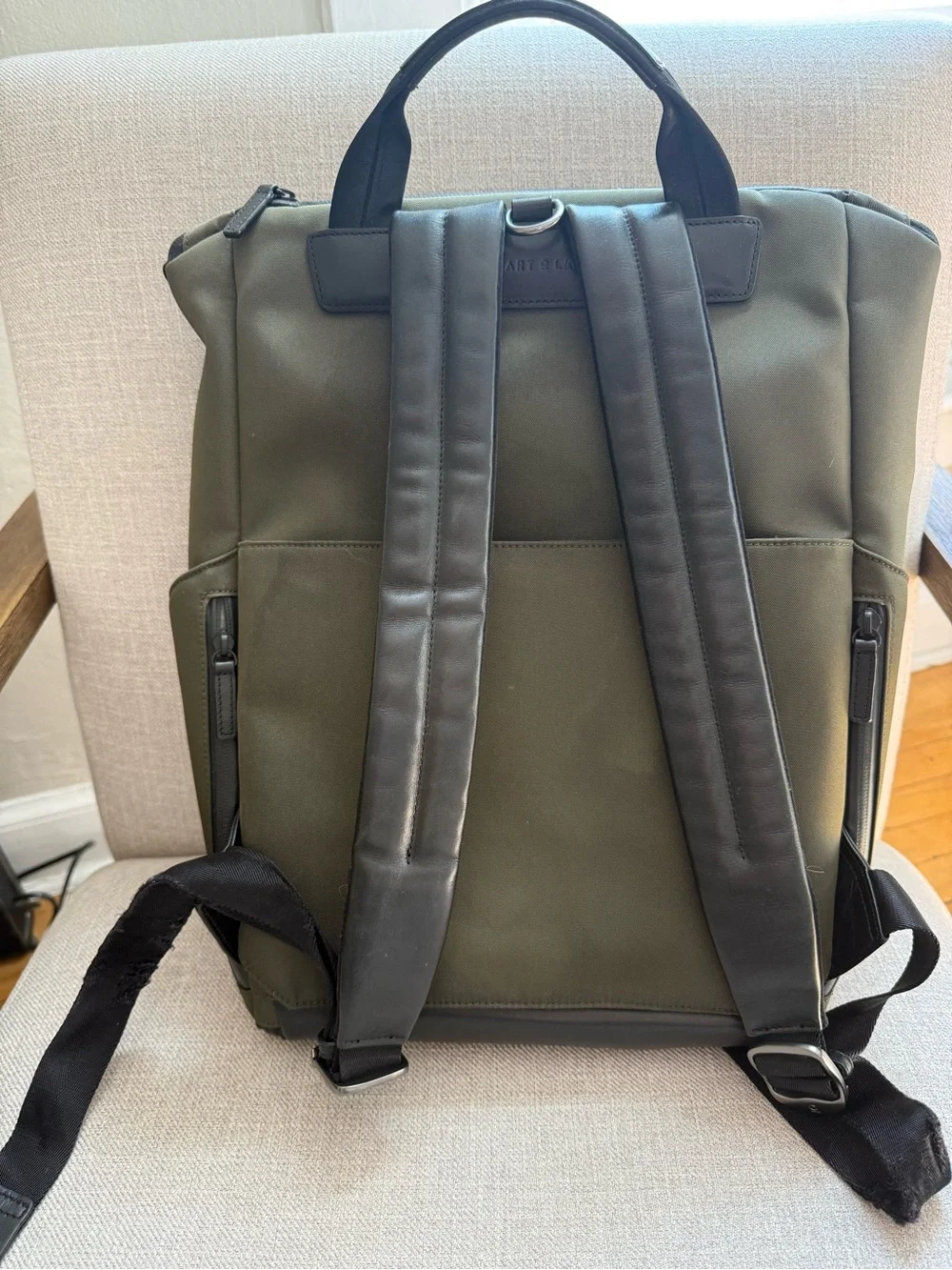 Olive Green Minimal Roll-Top Backpack